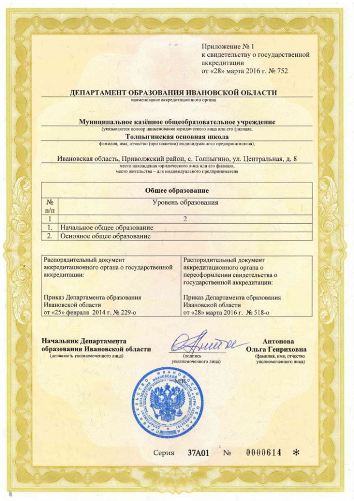 Свидетельство о государственной аккредитации от 28.03.2016